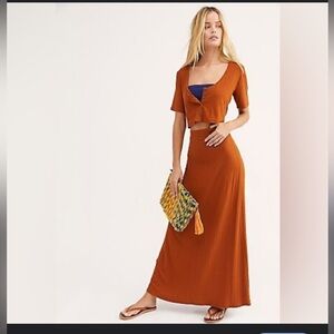 Free People brown skirt and top set
